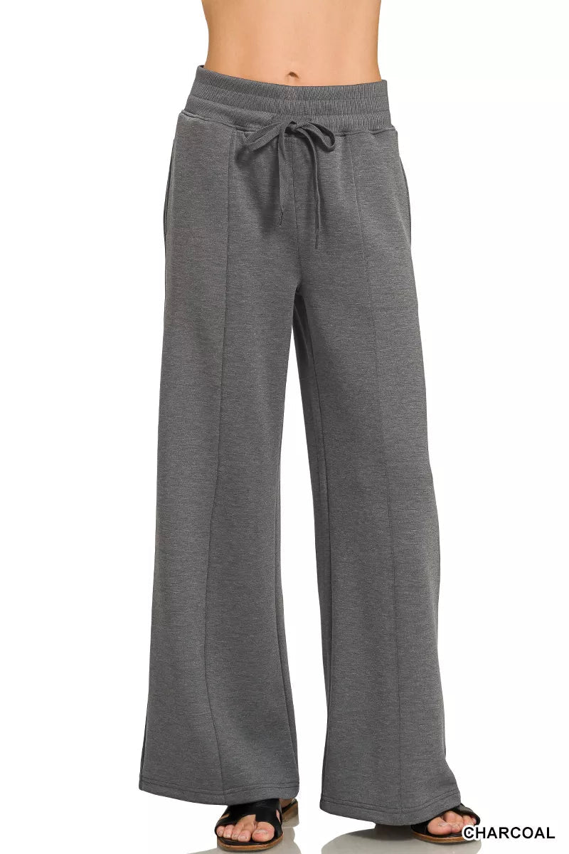 Zenana Scuba Collared Short Sleeve Pullover & Center Seam Pants Set - Rooted & Reckless Co.