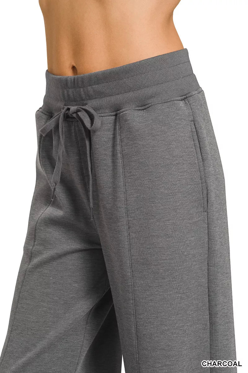Zenana Scuba Collared Short Sleeve Pullover & Center Seam Pants Set - Rooted & Reckless Co.