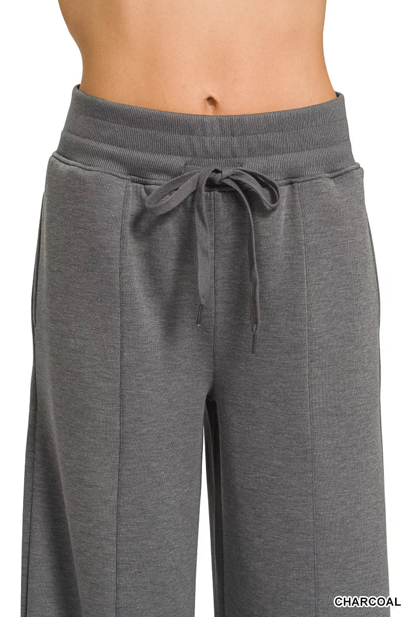 Zenana Scuba Collared Short Sleeve Pullover & Center Seam Pants Set - Rooted & Reckless Co.