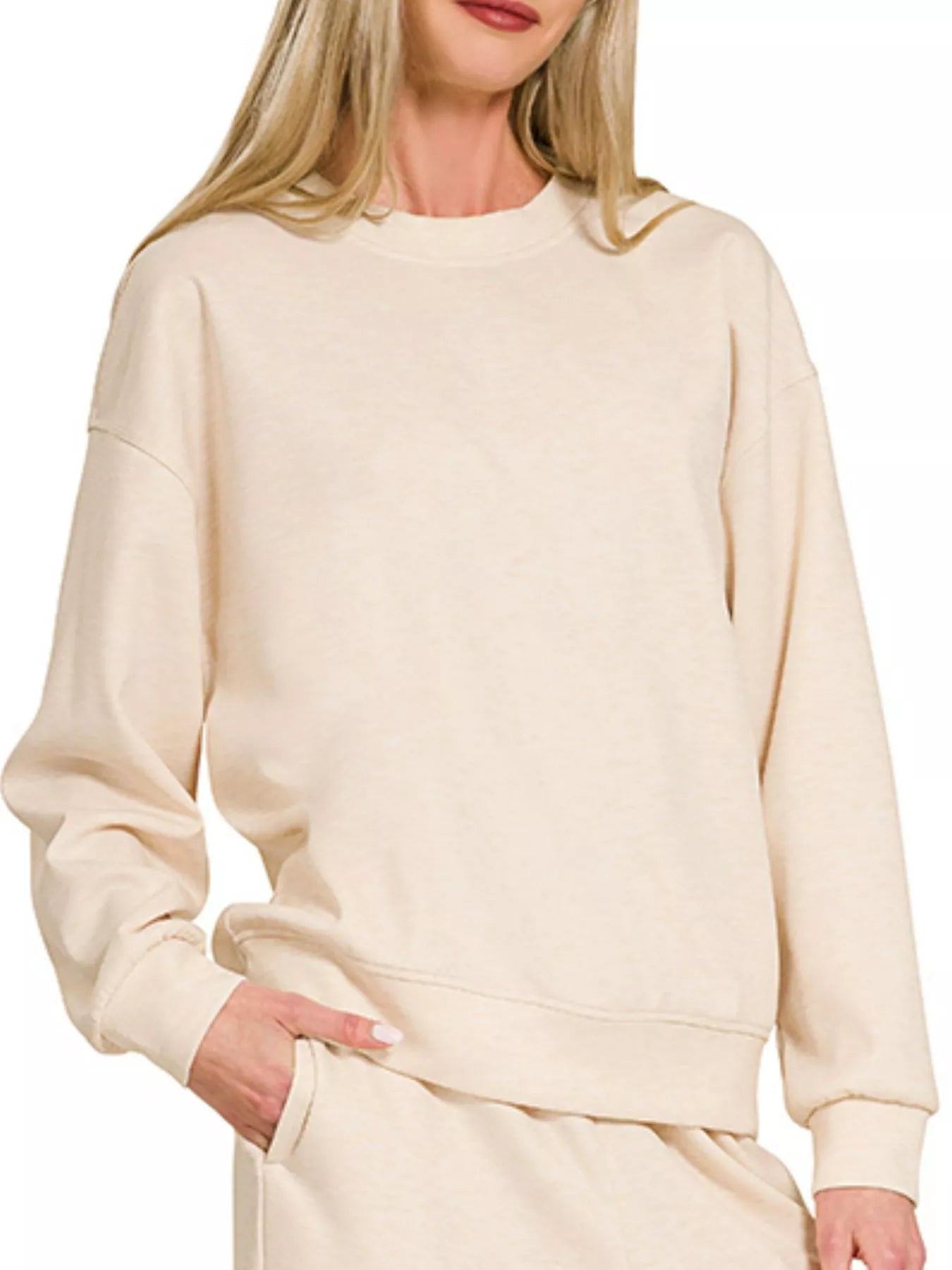 Zenana Scuba Crewneck Pullover and Pants Set - Rooted & Reckless Co.