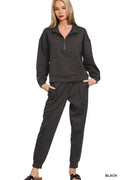 Zenana Scuba Half Zip Sweatshirt and Joggers Set - Rooted & Reckless Co.
