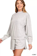 Zenana Scuba Long Sleeve Sweatshirt and Shorts Set - Rooted & Reckless Co.