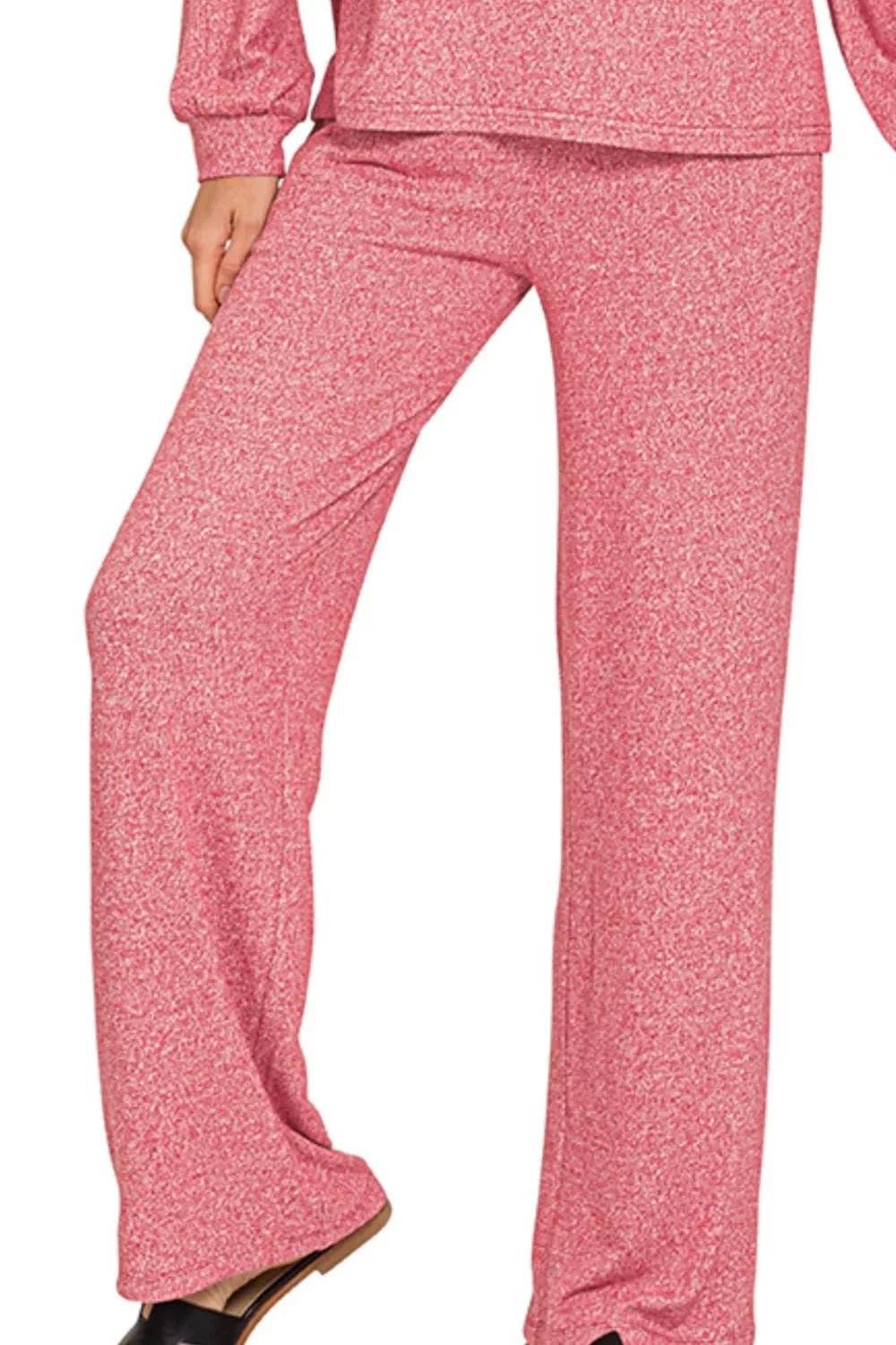 Zenana Soft Melange Long Sleeve Tee & Pants Set - Rooted & Reckless Co.