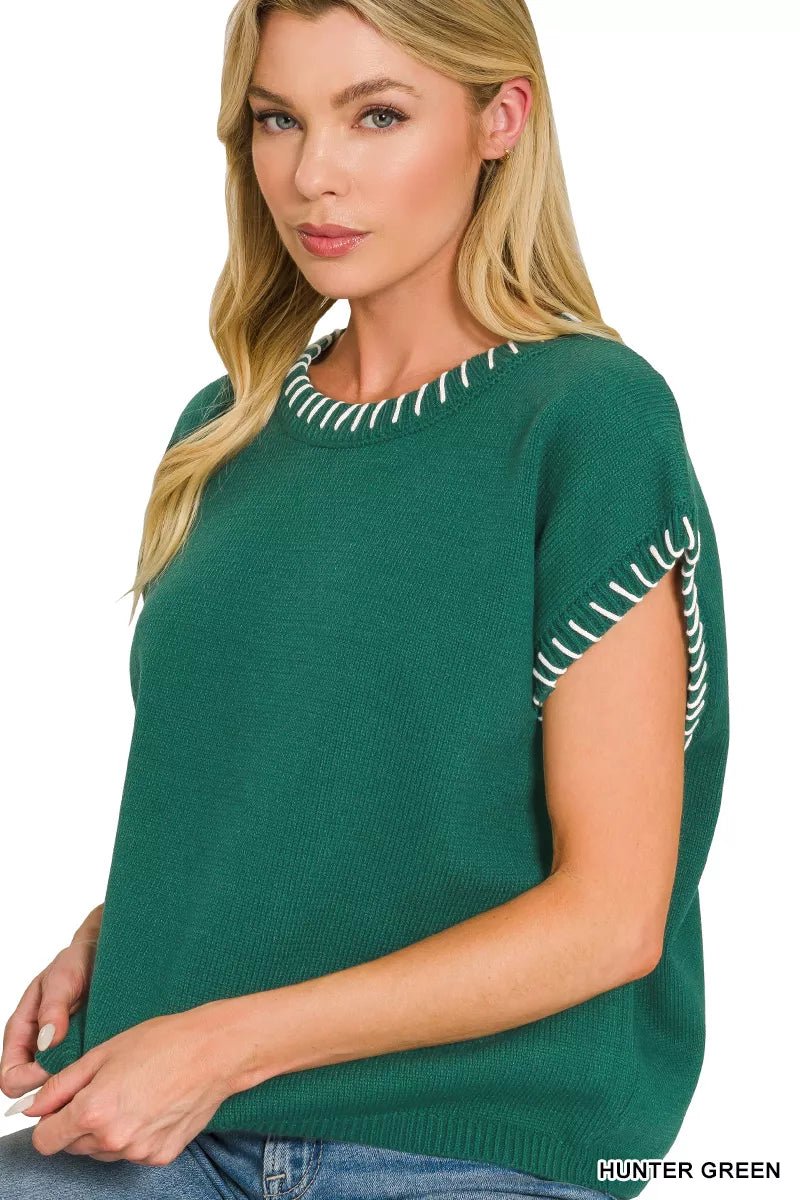 Zenana Stitch Detailed Oversize Sweater - Rooted & Reckless Co.
