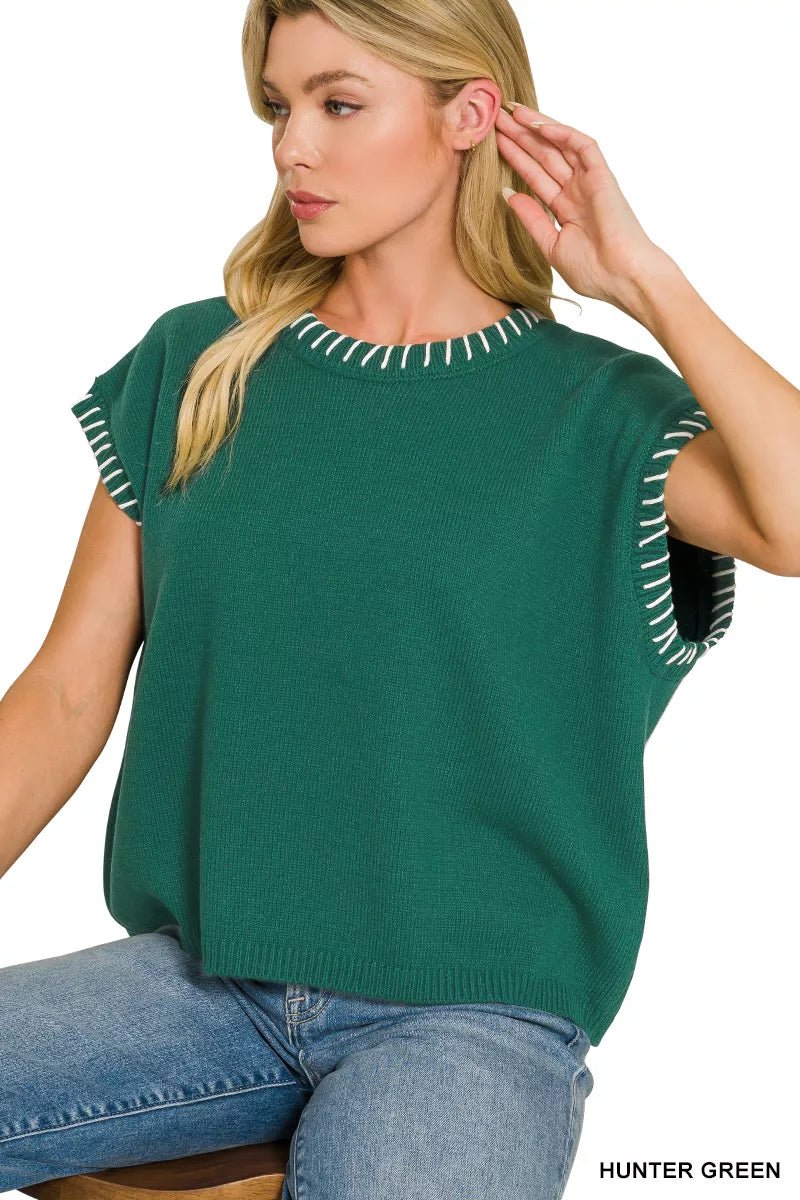 Zenana Stitch Detailed Oversize Sweater - Rooted & Reckless Co.