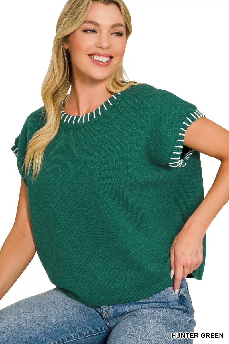 Zenana Stitch Detailed Oversize Sweater - Rooted & Reckless Co.