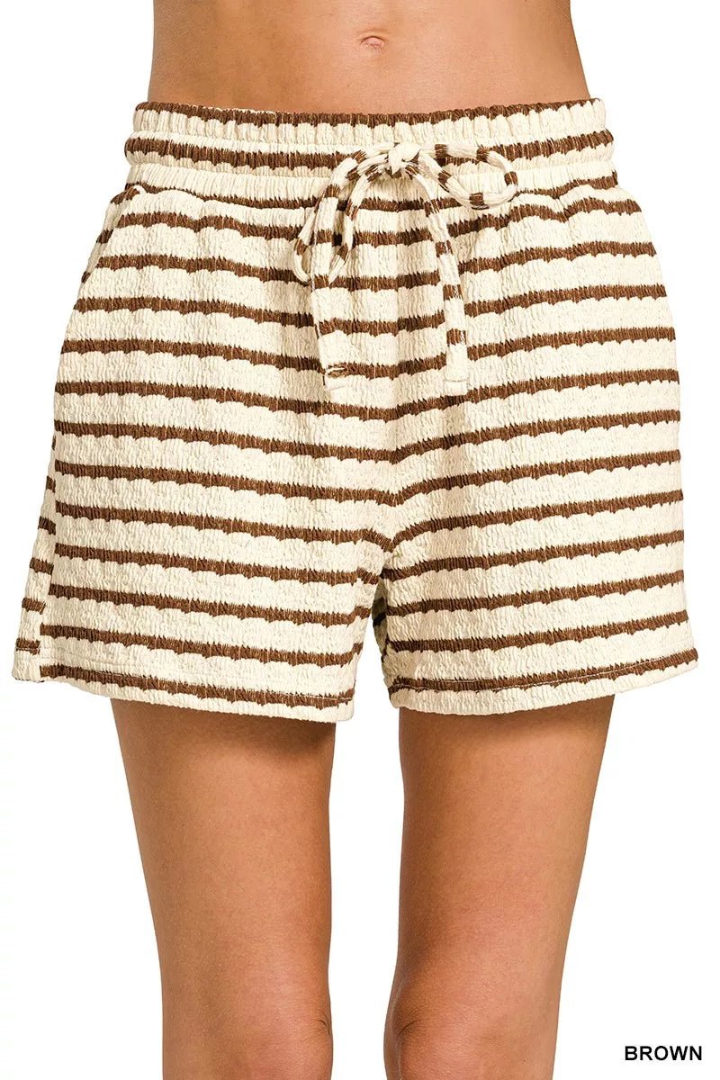 Zenana Striped Short Sleeve Tee & Shorts Set - Rooted & Reckless Co.