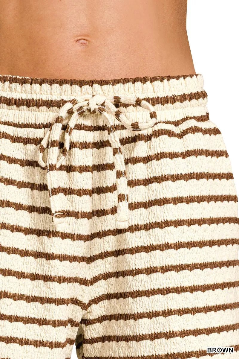 Zenana Striped Short Sleeve Tee & Shorts Set - Rooted & Reckless Co.