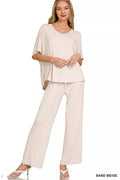 Zenana V-Neck Oversized Top & Pants Set - Rooted & Reckless Co.