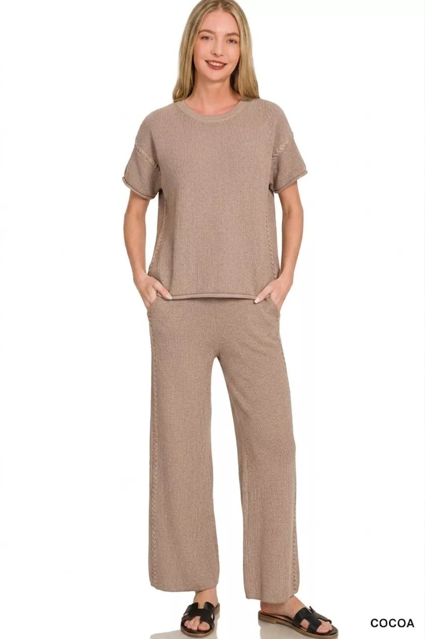 Zenana Viscose Round Neck Top & Pants Set - Rooted & Reckless Co.