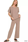 Zenana Viscose Round Neck Top & Pants Set - Rooted & Reckless Co.