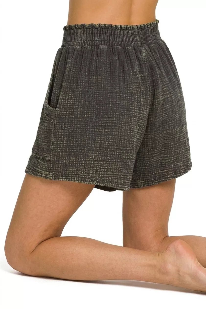 Zenana Washed Double Gauze Shorts - Rooted & Reckless Co.