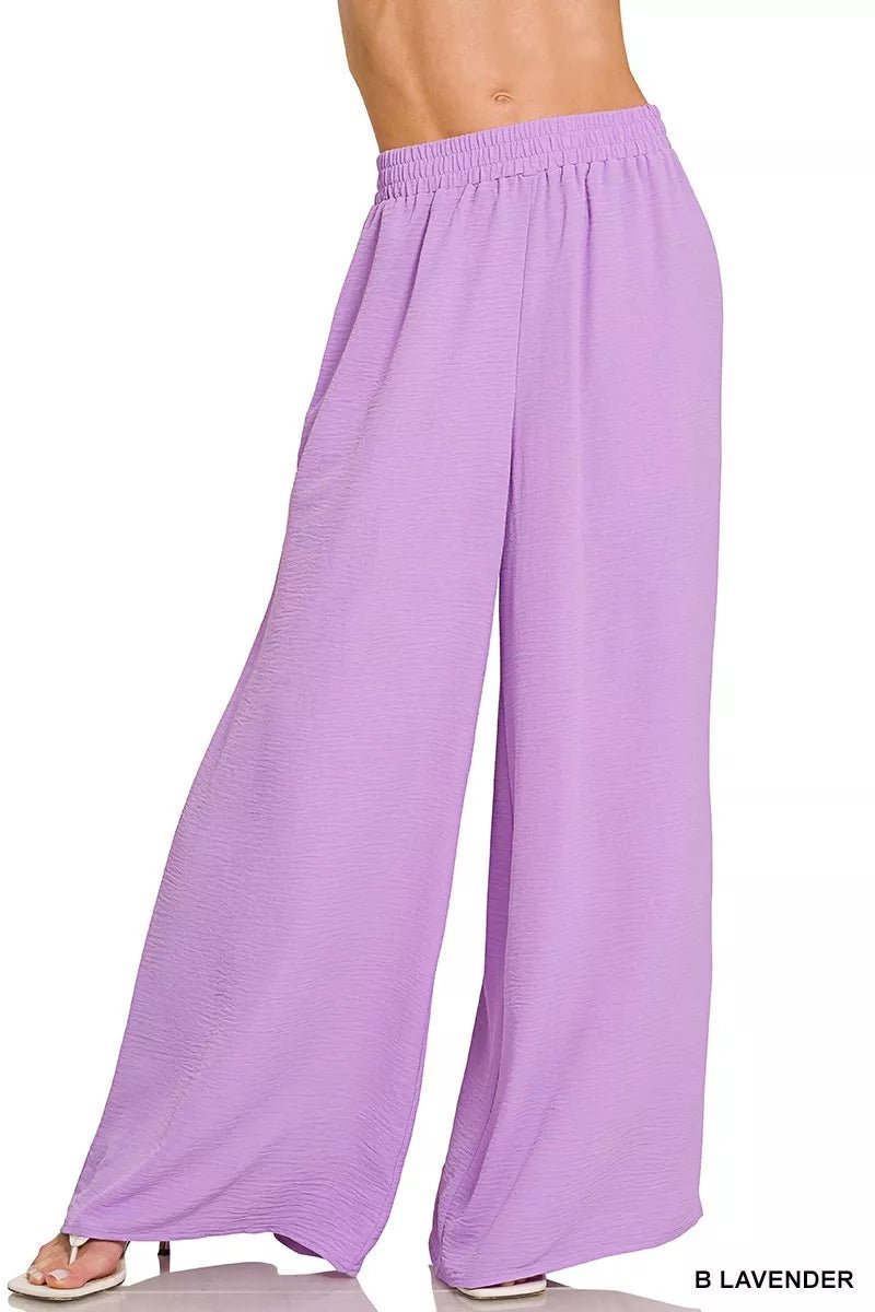 Zenana Woven Airflow Twisted Top & Wide Leg Pants Set - Rooted & Reckless Co.