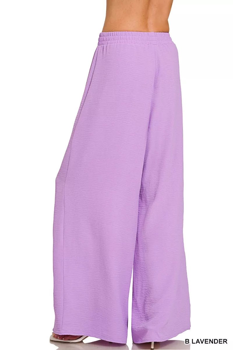 Zenana Woven Airflow Twisted Top & Wide Leg Pants Set - Rooted & Reckless Co.