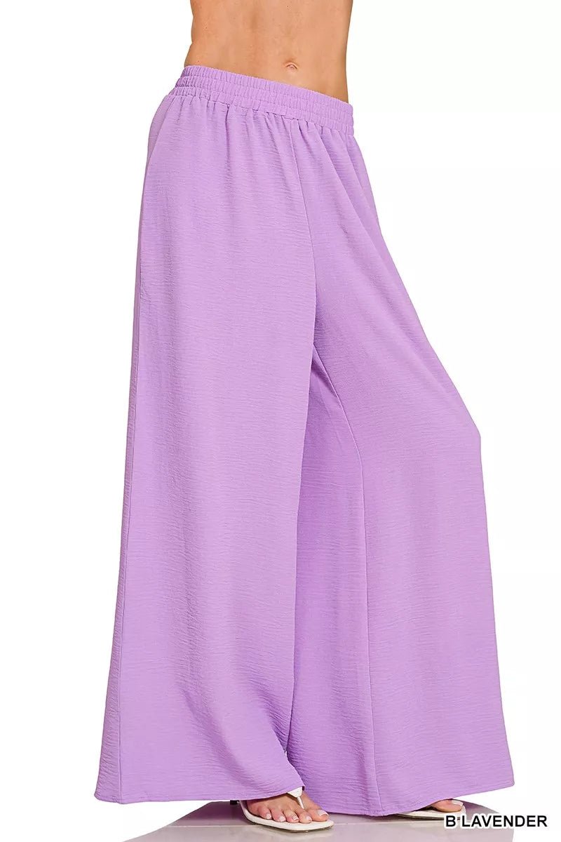 Zenana Woven Airflow Twisted Top & Wide Leg Pants Set - Rooted & Reckless Co.