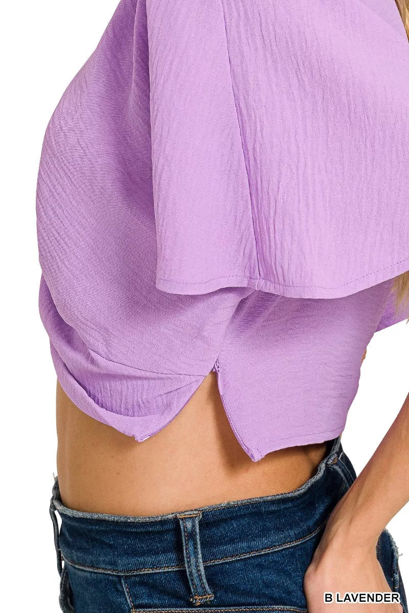 Zenana Woven Airflow Twisted Top & Wide Leg Pants Set - Rooted & Reckless Co.