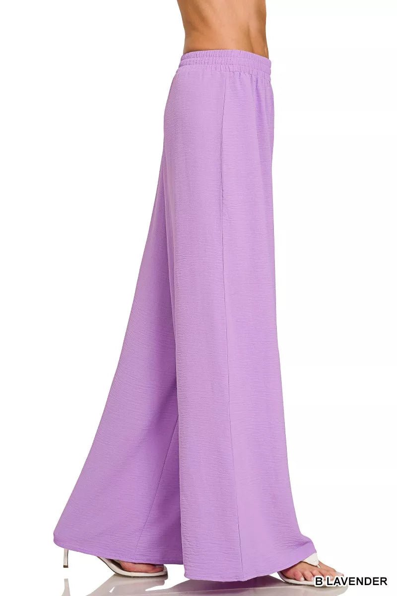 Zenana Woven Airflow Twisted Top & Wide Leg Pants Set - Rooted & Reckless Co.