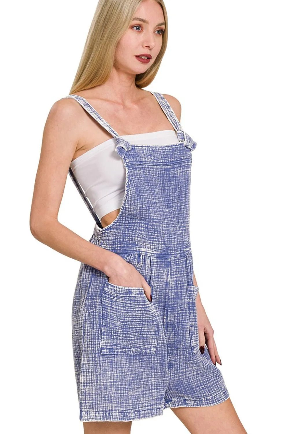 Zenana Woven Double Gauze Acid Washed Romper - Rooted & Reckless Co.