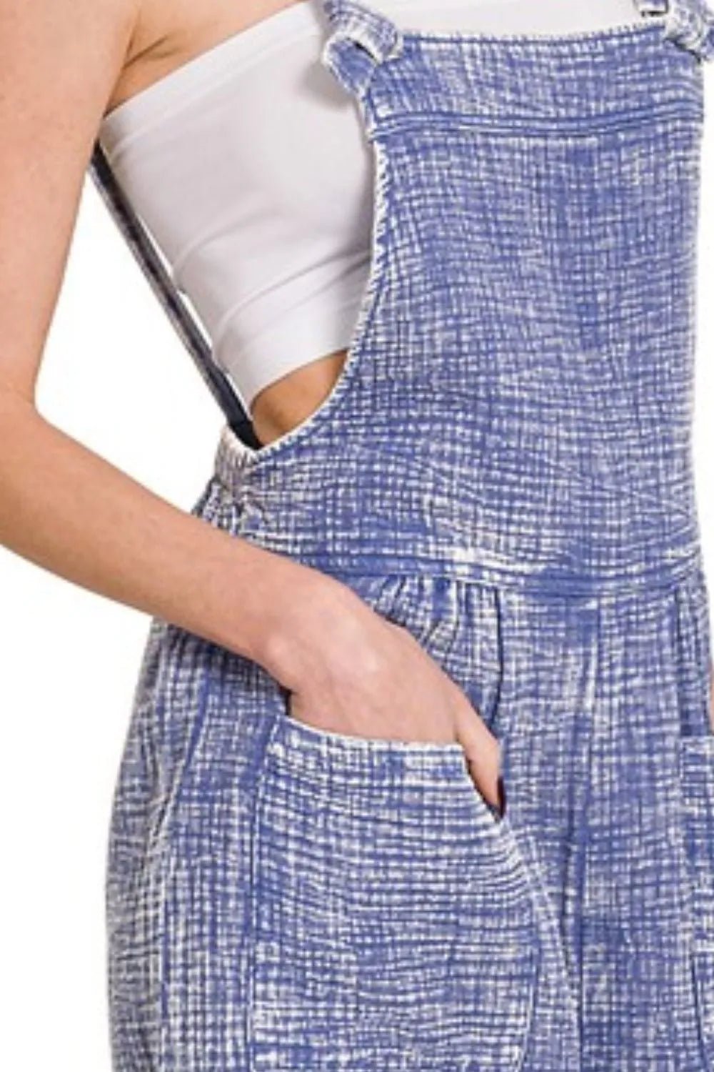 Zenana Woven Double Gauze Acid Washed Romper - Rooted & Reckless Co.