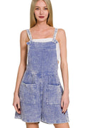 Zenana Woven Double Gauze Acid Washed Romper - Rooted & Reckless Co.