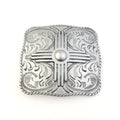"Zia" Western Belt Buckle — Punchy Silver with Rope Edge, Etched Details & Southwestern Zia Overlay - Rooted & Reckless Co.